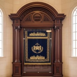 Masterpiece Carved Wood Aron Kodesh - Premium Synagogue Holy Ark Furniture. Handcrafted for lasting spiritual grandeur.