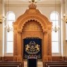 Hand-Carved Wooden Aron Kodesh with Velvet Parochet | Premium Synagogue Furniture by Expert Manufacturer