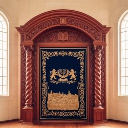 Premium Hand-Carved Aron Kodesh - Traditional Synagogue Holy Ark - Exceptional Quality Furniture.