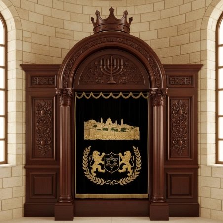 Ornate Handcrafted Aron Kodesh - Premium Wood Synagogue Furniture by Leading Manufacturer.