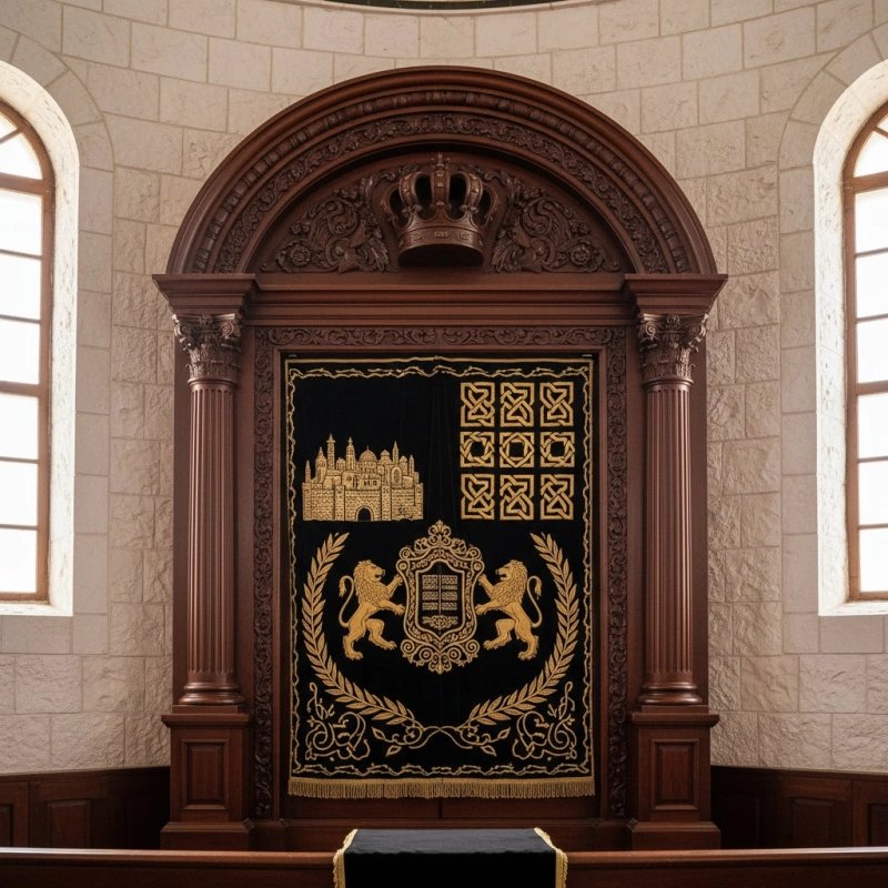 Premium Carved Hardwood Aron Kodesh Synagogue Furniture, Master-Crafted Holy Ark Cabinet. Premium Carved Hardwood Aron Kodesh Synagogue Furniture, Master-Crafted Holy Ark Cabinet.
