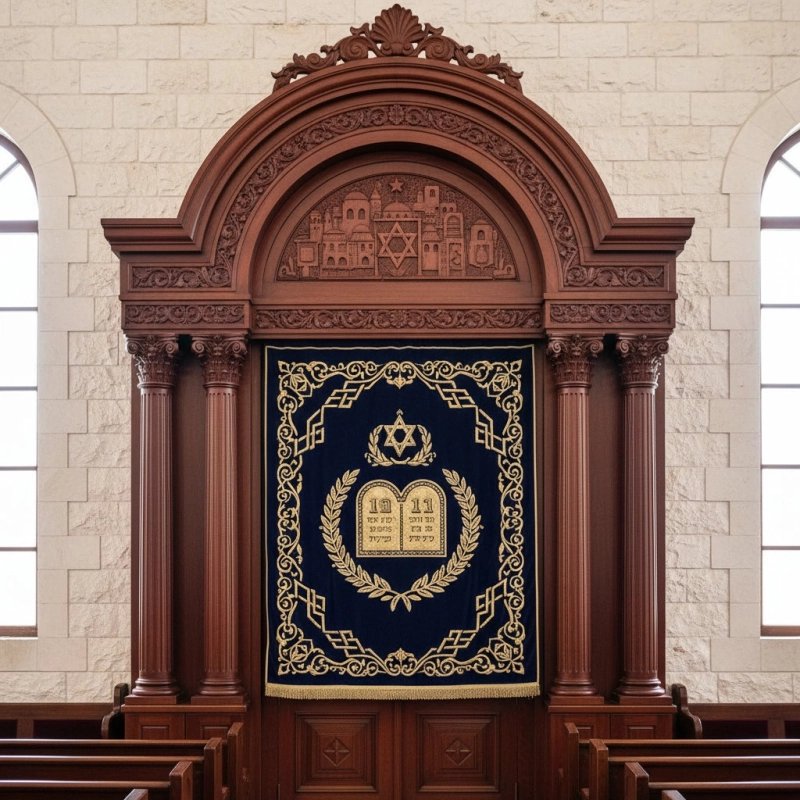 Premium hand-carved Aron Kodesh featuring exquisite craftsmanship and traditional Jewish design for synagogues. Premium hand-carved Aron Kodesh featuring exquisite craftsmanship and traditional Jewish design for synagogues.