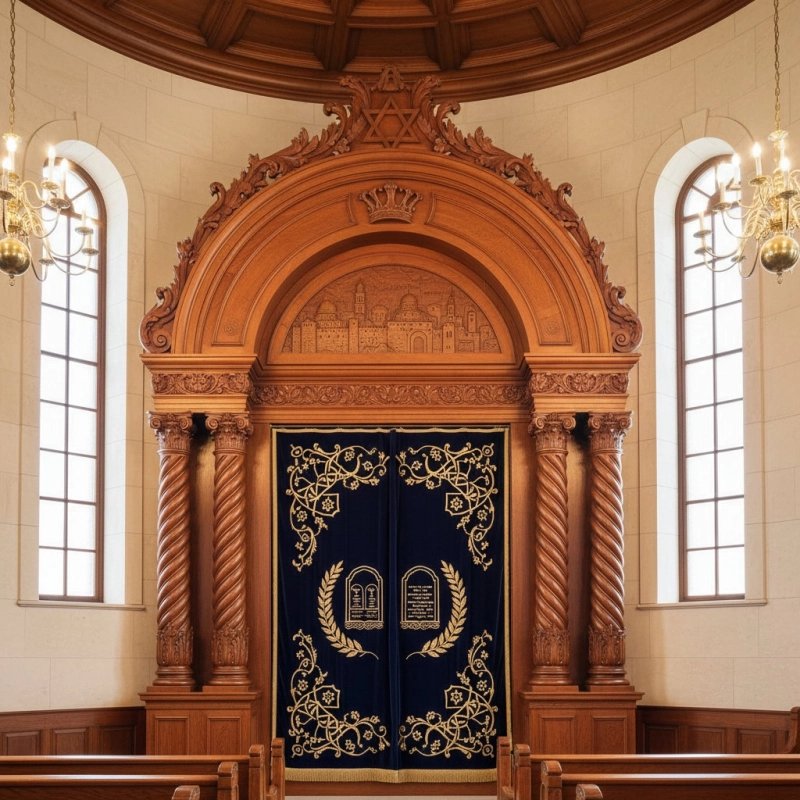Premium Hand-Carved Aron Kodesh: Sacred Artistry for Synagogues, Expertly Manufactured. Premium Hand-Carved Aron Kodesh: Sacred Artistry for Synagogues, Expertly Manufactured.