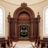 Elegant Aron Kodesh: Hand-carved solid wood, premium quality synagogue furniture.