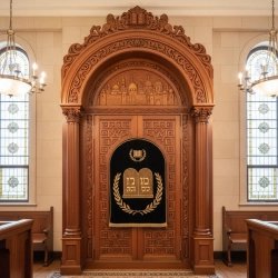 Ornate Handcrafted Aron Kodesh Holy Ark | Premium Solid Wood & Velvet Synagogue Furniture | Manufacturing Excellence