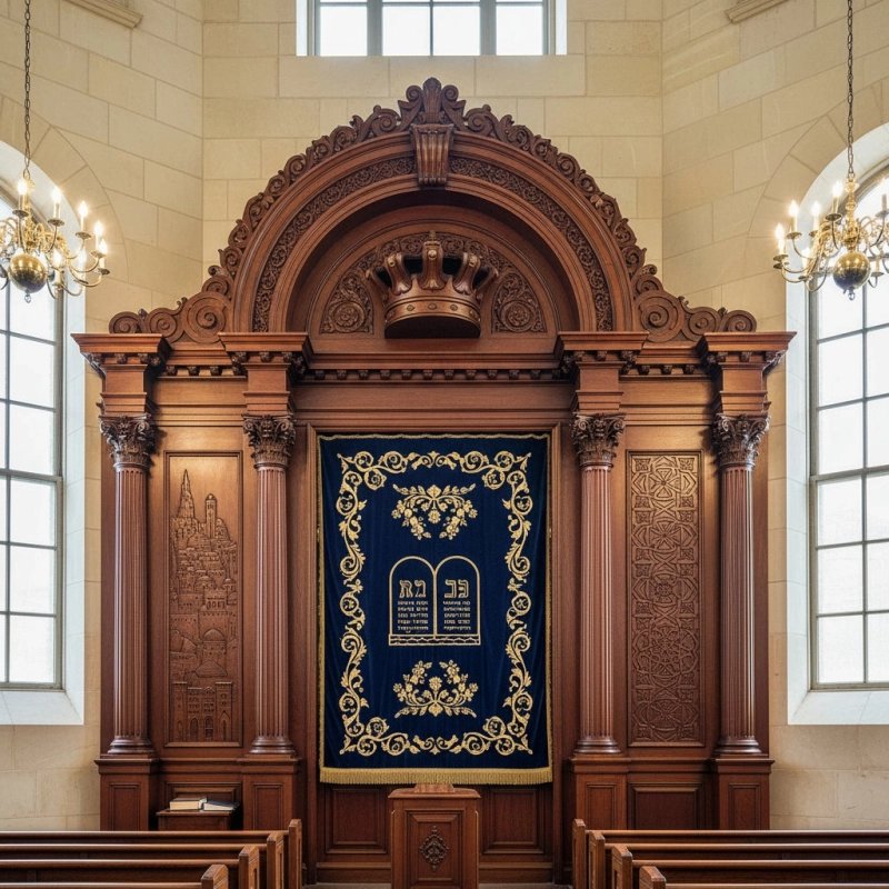 Stunning Aron Kodesh: Solid Wood, Hand-Carved Synagogue Ark by Premier Furniture Manufacturer. Stunning Aron Kodesh: Solid Wood, Hand-Carved Synagogue Ark by Premier Furniture Manufacturer.