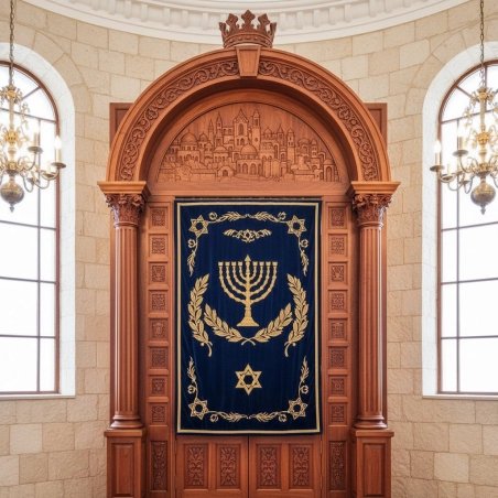 Premium Handcrafted Solid Wood Aron Kodesh | Ornate Synagogue Furniture | Manufacturer Quality & Jewish Heritage