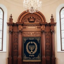 Ornate Hand-Carved Wooden Aron Kodesh | Premium Synagogue Torah Ark | Exquisite Religious Furniture