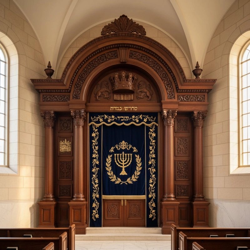 Premium Aron Kodesh: Superior Hardwood & Velvet Synagogue Furniture, Expertly Manufactured. Premium Aron Kodesh: Superior Hardwood & Velvet Synagogue Furniture, Expertly Manufactured.