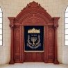 Exquisite hand-carved Aron Kodesh, a testament to premier furniture manufacturing and timeless synagogue design.