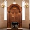 Hand-carved Aron Kodesh, premium synagogue furniture, traditional Holy Ark design by leading furniture manufacturers.