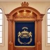 Grand Hand-Carved Wooden Aron Kodesh with Embroidered Velvet Curtain for Synagogues | Premium Furniture Manufacturing.