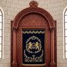 Artisan-crafted solid wood Aron Kodesh Holy Ark, a masterpiece of synagogue furniture design and manufacturing.