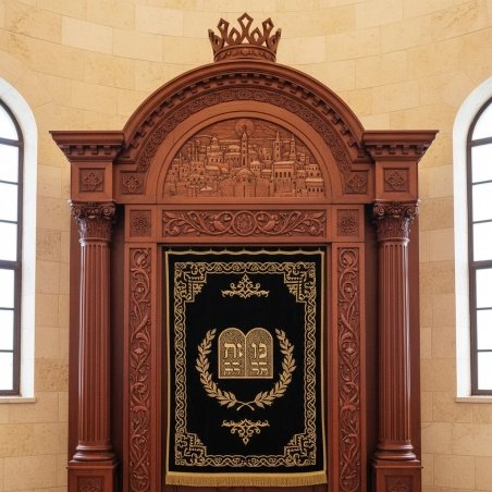 Masterfully Crafted Solid Wood Aron Kodesh | Synagogue Holy Ark by Premium Furniture Maker.