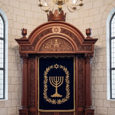 Premium Hand-Carved Aron Kodesh: Ornate Wood Synagogue Furniture by Expert Manufacturers