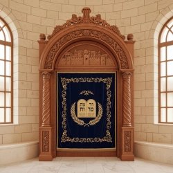 Stunning Aron Kodesh - Hand-Carved Wood Torah Ark for Synagogues by Expert Furniture Manufacturer.