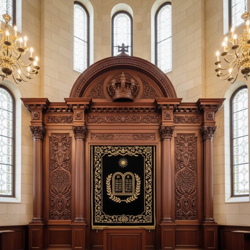 Exquisite Hand-Carved Wooden Aron Kodesh - Premium Synagogue Furniture Manufacturer Exquisite Hand-Carved Wooden Aron Kodesh - Premium Synagogue Furniture Manufacturer