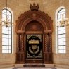 Magnificent hand-carved Aron Kodesh: Ornate solid wood Holy Ark, premium craftsmanship for sacred synagogue interiors.