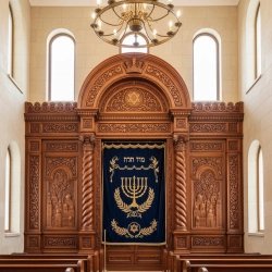 Magnificent hand-carved Aron Kodesh, embodying superior manufacturing and spiritual artistry for synagogues.