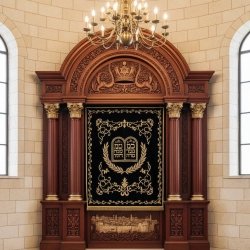 Majestic Hand-Carved Aron Kodesh: Superior Quality Synagogue Furniture by Leading Manufacturer.