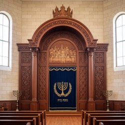 Handcrafted Aron Kodesh: Exquisite Synagogue Furniture for Sacred Spaces, embodying premium manufacturer craftsmanship.