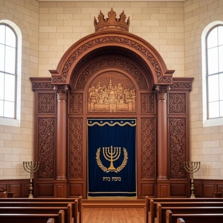 Handcrafted Aron Kodesh: Exquisite Synagogue Furniture for Sacred Spaces, embodying premium manufacturer craftsmanship.