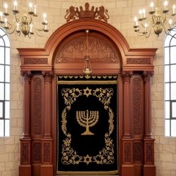 Premium Carved Wooden Aron Kodesh Holy Ark for Synagogue | Expertly Manufactured Religious Furniture