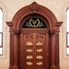 Exquisite Handcrafted Aron Kodesh: Premium Synagogue Furniture with Royal Blue Parochet and Golden Jerusalem Embroidery.