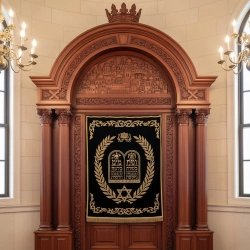 Exquisite Hand-Carved Aron Kodesh | Premium Synagogue Ark by Leading Manufacturer.