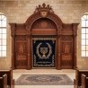 Premium Hand-Carved Aron Kodesh with Gold Embroidered Velvet, Expertly Manufactured Synagogue Furniture