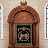 Handcrafted Aron Kodesh Holy Ark: Premium Hardwood Synagogue Furniture with Ornate Design and Gold Embroidery.
