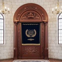 Premium Handcrafted Aron Kodesh: Ornate Wood Synagogue Furniture by Expert Manufacturers.