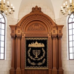 Exquisite Handcrafted Aron Kodesh by Premium Manufacturer, Solid Hardwood Synagogue Furniture, Artisanal Production Quality