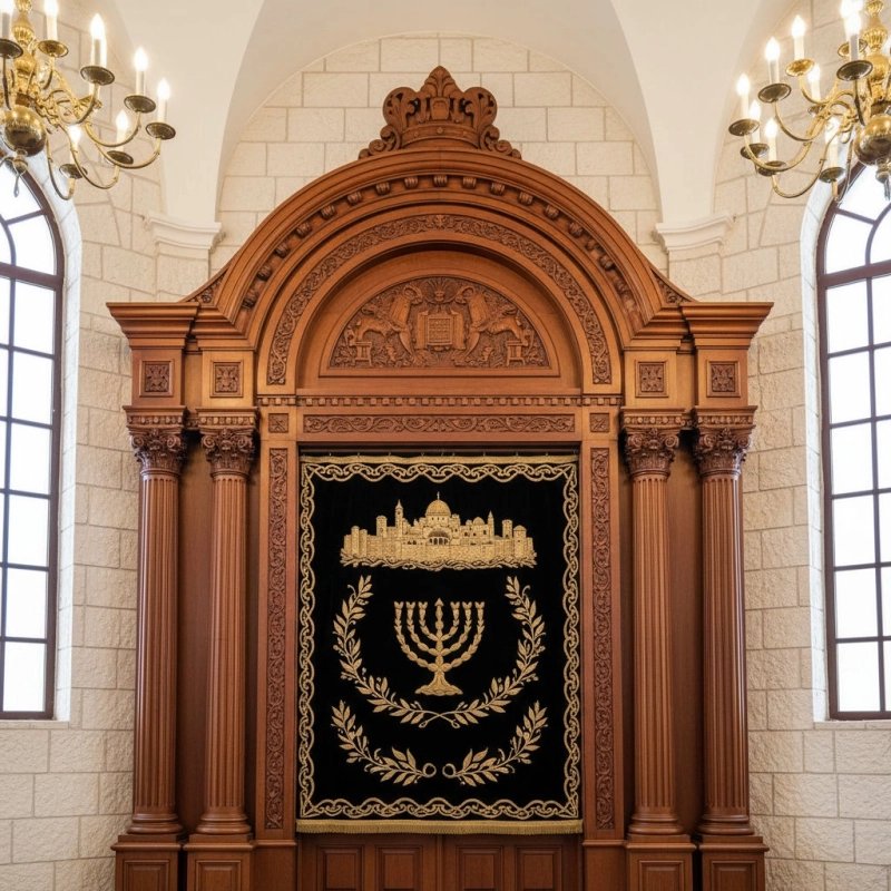 Exquisite Handcrafted Aron Kodesh by Premium Manufacturer, Solid Hardwood Synagogue Furniture, Artisanal Production Quality Exquisite Handcrafted Aron Kodesh by Premium Manufacturer, Solid Hardwood Synagogue Furniture, Artisanal Production Quality