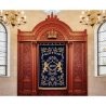 Exquisite Hand-Carved Hardwood Aron Kodesh by Premier Religious Furniture Manufacturer, Featuring Ornate Velvet Parochet