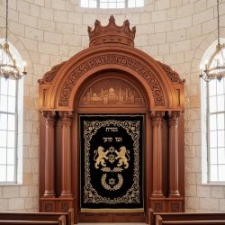 Premium Handcrafted Wooden Aron Kodesh Synagogue Furniture, Manufacturer's Masterpiece, Classic Jewish Holy Ark Design
