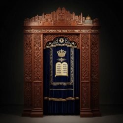 A realistic image ( Torah Ark ) designed by Mulyoharjo Furniture Indonesia, by Gemini-2.5-Flash