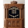 A realistic image of Mahogany Wood Aron Kodesh, Torah Ark hand carvings, image generated by Gemini-2.5-Flash.