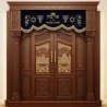 A realistic image of Mahogany Wood Aron Kodesh, Torah Ark hand carvings, image generated by Gemini-2.5-Flash.