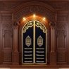 A realistic image of Mahogany Wood Aron Kodesh, Torah Ark hand carvings, image generated by Gemini-2.5-Flash.
