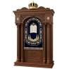 A realistic image of Mahogany Wood Aron Kodesh, Torah Ark hand carvings, image generated by Gemini-2.5-Flash.