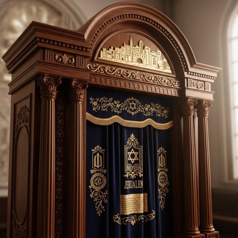 Exquisite Mulyoharjo Handcrafted Mahogany Aron Kodesh for Sacred Reverence