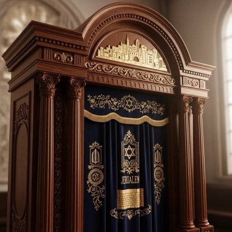 Exquisite Mulyoharjo Handcrafted Mahogany Aron Kodesh for Sacred Reverence