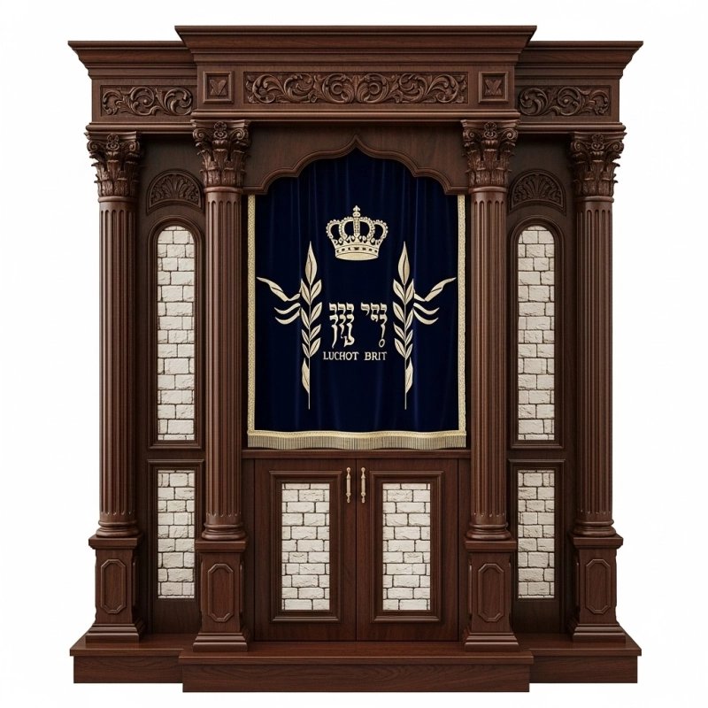 Majestic Mulyoharjo Handcrafted Mahogany Aron Kodesh a Timeless Sacred Artistry Piece