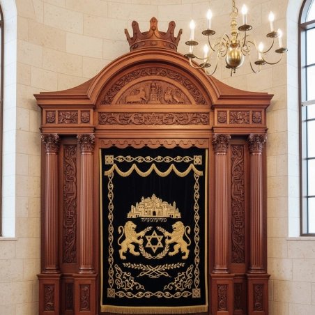 Majestic Hand-Carved Mahogany Aron Kodesh by Mulyoharjo Furniture