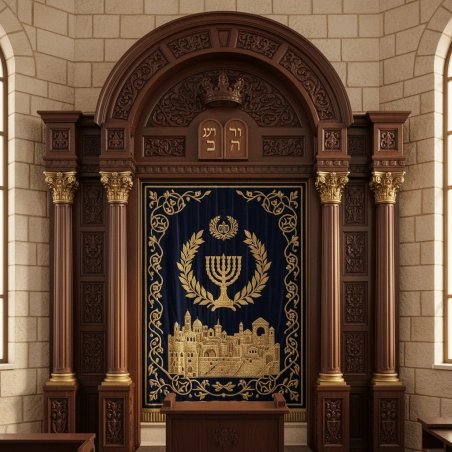 Timeless Mulyoharjo Mahogany Wood Aron Kodesh Handcrafted with Sacred Elegance