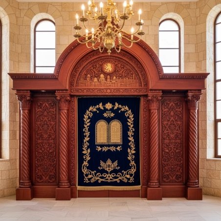Exquisite Mulyoharjo Mahogany Wood Aron Kodesh Handcrafted Torah Ark