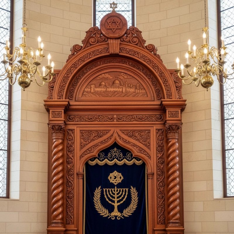 Regal Handcrafted Mahogany Aron Kodesh by Mulyoharjo Furniture Indonesia