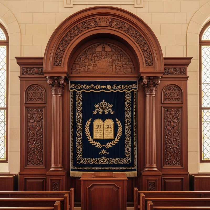 Exquisite Hand-Carved Mahogany Aron Kodesh by Mulyoharjo Furniture Indonesia