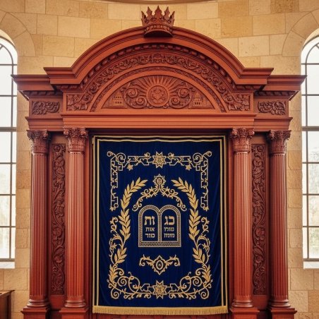 Majestic Mulyoharjo Mahogany Wood Aron Kodesh Handcrafted Torah Ark